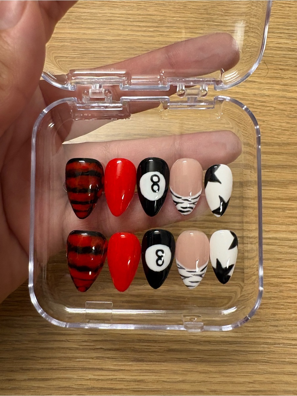 Assorted Red, Black & White Press-On Nail Set